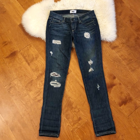 PAIGE Jimmy Jimmy Skinny Distressed Boyfriend Jeans in Riot - Picture 2 of 9